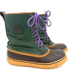 Sorel Women's 1964 Green Premium Canvas Snow Boots Size 10